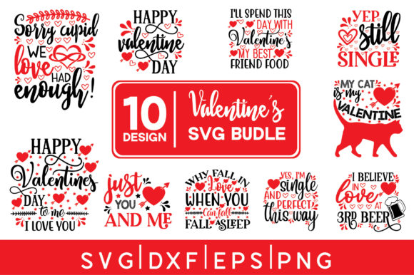 10 Valentine's Design SVG Bundle: Graphics & T-Shirt Designs