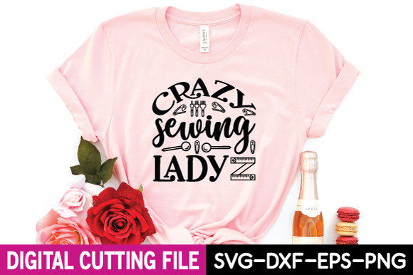 Crazy Sewing Lady Svg Graphics