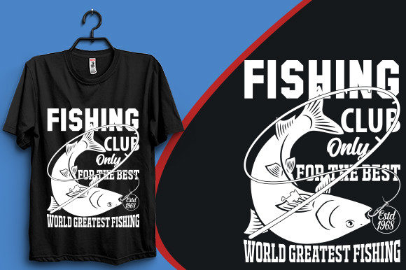 Fishing Club T-shirt Design: Graphics for Print Templates