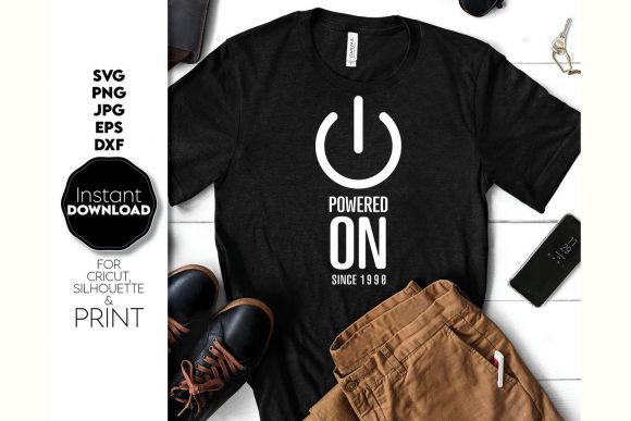 Funny Power on Birthday Shirt Design: Graphics for Crafts