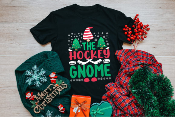 Hockey Gnome Christmas T-Shirt Design Graphics